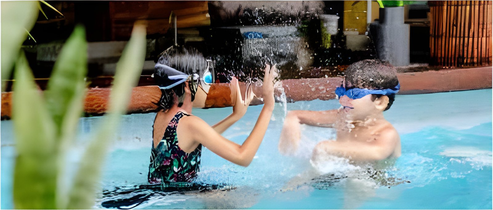 Children playing in the swimming pool